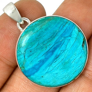 Joyería colgante fina de Plata de Ley 925 impresionante encanto de ópalo azul peruano - Product Image 1