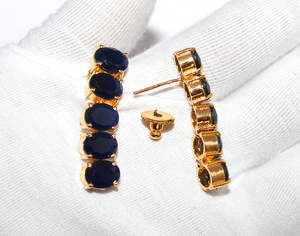 40.89gm zafiro azul natural chapado en oro pendientes, colgantes y collar conjunto joyería para venta al por mayor - Product Image 6