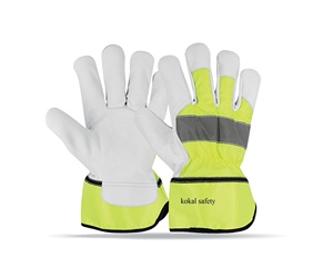 Gant de gréement en cuir de vache Gant en coton à rayures/Gants de travail 707 - Product Image 2