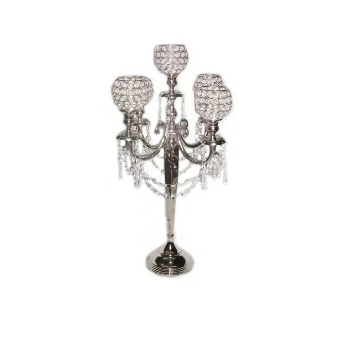 Candelabri da sposa alti con sfera di cristallo all'ingrosso e portacandele alti per il produttore di matrimoni