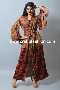 Robe de plage à motif Floral pour femme, Kimono, fait à la main, en soie, Cover-Up pour les maillots de bain, vêtements de nuit, Robe d'été, Cardigan - Product Image 6