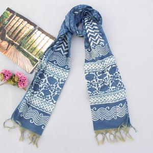 Bufanda de diseñador para mujer, estampado Indigo dahu, Chanderi, venta al por mayor, Dupatta, 100x250 Cm - Product Image 1