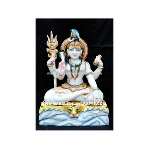 Statue de Shiv Shankar en marbre blanc naturel de Makrana - Product Image 1