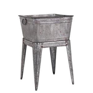 Macetero de almacenamiento cuadrado galvanizado grande con soporte para plantas, soporte de fuente para decoración del hogar - Product Image 2