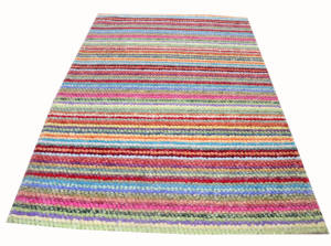 Ensembles de tapis indiens faits à la main, modernes, à rayures hirsutes, en laine rouge, à usage commercial, pour décoration d'intérieur - Product Image 3