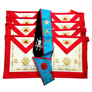 Delantal maestro MB de Rito Francés, cuello de tela de cuero bordado, punto de cruz, Regalia masónica, bordado artesanal - Product Image 3