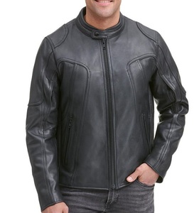 Chaqueta de cuero para motociclista W Back Air Vents Biker Style Chaqueta de motocicleta Classic Real Leather Fashion Jacket - Product Image 4