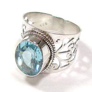 Anillo de Plata de Ley 925 con Topacio Azul, joyería de Jaipur - Product Image 5