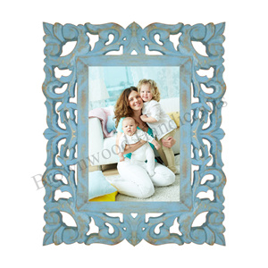กรอบรูปไม้เอ็มดีเอฟขนาด4x6นิ้วที่แกะสลักด้วยมือสีทองของตกแต่งบ้านที่หรูหราสง่างาม - Product Image 1
