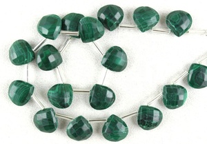 Perles de Malachite naturelle à facettes en forme de cœur, qualité supérieure, 1 brin, perles de fabrication - Product Image 4