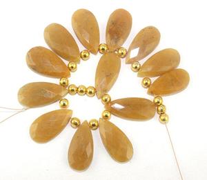 Gema de Aventurina amarilla Natural, cuentas de Briolette con forma de pera facetadas para fabricación de joyas, buena calidad, 1 hilo - Product Image 6