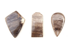 Qualité géniale, 3 pièces, plusieurs formes, jaspe en bois naturel lisse, Cabochons en vrac, fabrication de bijoux, perles - Product Image 2