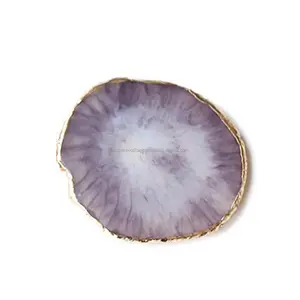 Đá Cẩm Thạch Agate trang sức hiển thị đứng với màu tím đánh bóng hoàn thiện vòng hình dạng Vàng biên giới Chất lượng cao cho tổ chức