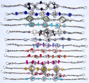 Pulseras de enlace con piedras de pepita de Color, joyería artesanal hecha a mano de Alpaca peruana al por mayor - Product Image 1