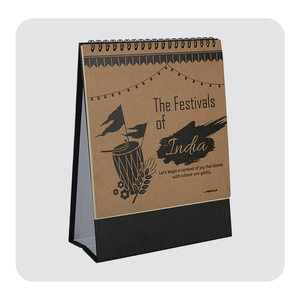 Calendario de escritorio de pintura artística de nuevo diseño del fabricante al por mayor, horarios diarios y mensuales impresos en papel Kraft, libro de cartón - Product Image 1