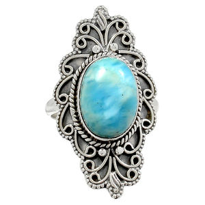 Ovale Larimar Gemstone Solide En Gros Fine Bijoux À La Main 925 Solide Bague En Argent Sterling Chaude Nouvelle Fiançailles De Mariage Mignon - Product Image 1