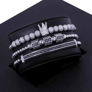 3 pz/set di lusso CZ Polygon Ball Charm braccialetto di rame perline macramè <span class=keywords><strong>bracciali</strong></span> e braccialetti fatti a mano per gli uomini gioielli - Product Image 6