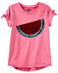 Girls t-shirt with Reversible Sequins Embroidery Custom Embroidery t-shirt Latest design 30 colors in stock