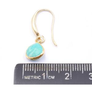 Green Howlite Faceted Gemstone <b>Earrings</b> Heart Shape with Sterling <b>Silver</b> Ear Wire Gold Electroplated Jewelry Findings - Product Image 4