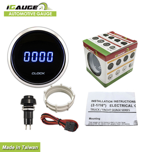 IGauge 52mm Anti-Fog Waterproof Rustproof IP67 Digital <b>Clock</b> Boat Gauge with Blue LED Backlight for 12V/24V Systems - Product Image 4