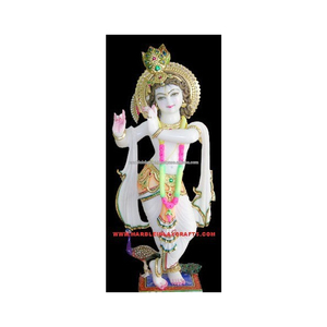 Beautiful White Marble Krishna Statue - Product Image 1