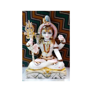 Statue de Shiva en marbre blanc de Makrana pour la prière - Product Image 1
