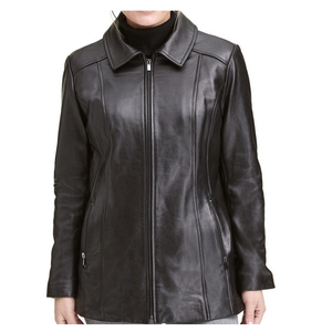 Veste en cuir de course pour femmes à la mode de haute qualité sur mesure Biker manteau bouton en cuir véritable fermeture éclair vêtements d'extérieur pour l'hiver - Product Image 1