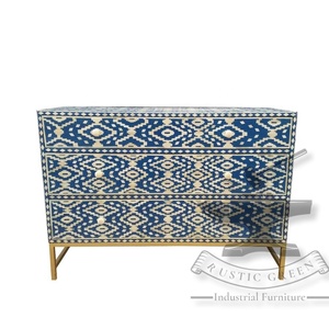 Commode polyvalente en os et incrustations avec cadre doré pour chambre à coucher, salon, cuisine, hôtel, salle à manger, maison et bureau - Product Image 5