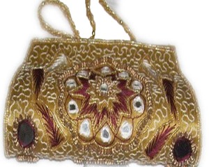 <b>Indian</b> Handmade Satin Geometric Beaded Clutch <b>Bag</b> for Women Party Wedding Bridal Events - Product Image 1