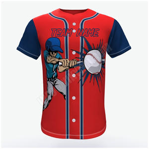 Uniformes de béisbol con botón completo, camiseta de béisbol con estampado de sublimación, uniforme deportivo de equipo de béisbol 100% poliéster - Product Image 1