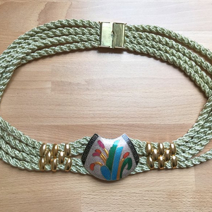 Cinturón de cuerda con hebilla cloisonné hecho a mano Happiness - Product Image 1