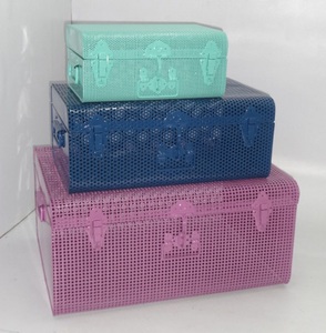 Contenedor de almacenamiento de metal, caja de almacenamiento, conjunto de ropa de lujo para el hogar, estampado blanco y azul, organizador Technics Logo Style Time - Product Image 4