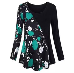 Camiseta informal para mujer, ropa con estampado Floral de manga larga, de verano - Product Image 1