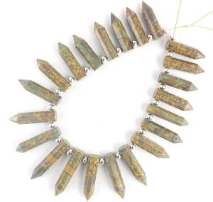 Jaspe Natural de fruta, piedra preciosa impresa, forma de lápiz facetado, cuentas puntiagudas, indio, venta al por mayor, calidad superior - Product Image 4