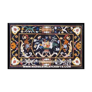 ท็อปส์ซูโต๊ะอาหารสีดำ Pietra Dura - Product Image 1