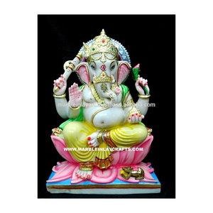 Colored Marble Ganesha Statue, Marble Ganpati Statue - Product Image 1