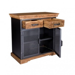 Mobilier vintage industriel Design moderne Bois de manguier massif Métal Écologique Personnalisable Petite armoire Armoire de cuisine Petite - Product Image 3