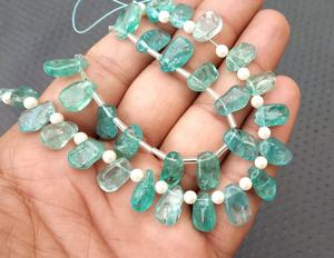 Piedra preciosa de apatita azul Natural de grado AAA, joyería hecha a mano de forma desigual, lado rugoso pulido perforado, venta al por mayor - Product Image 6