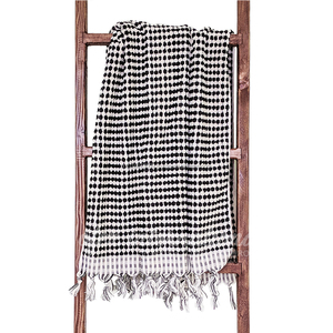 ผ้าขนหนูชายหาดป๊อป Pom ขาวดำ,ทำด้วยมือ - Product Image 6