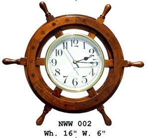 Beautiful and Designer Decorative Handmade Nautical Wooden <b>Ship</b> Wheeler Wall Clock - Product Image 2