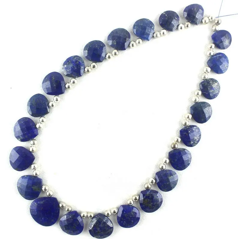 Doğal Lapis Lazuli taş Faceted kalp şekli Briolette boncuk DIY mavi taş takı toptan