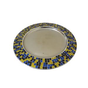 Vaisselle de mariage, assiette de service en métal, assiette décorative en mosaïque, assiette de service arrondie décorative - Product Image 5