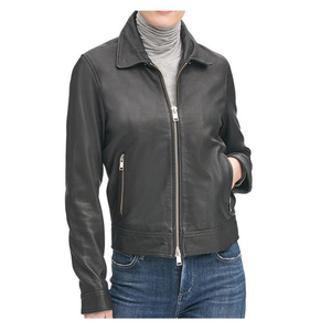 High Quality Stylish Women's Racing Leather Jacket Custom Fit Biker Outerwear with Zipper Sheep Skin Fashion Streetwear - Product Image 1