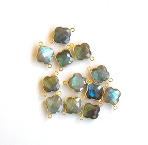 Conector de doble fianza de piedras preciosas múltiples de Plata de Ley 925, forma de trébol, chapado en oro, fabricación de joyas facetadas, hallazgos hechos CZ - Product Image 5
