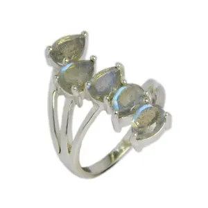 Labradorite Pear Shape Gemstone Bezel Setting Ring Beautiful Blue Fire 925 Sterling Silver Jewelry Rings