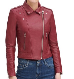 Chaqueta de motorista de cuero para mujer, ropa de calle, prendas de vestir exteriores de carreras, abrigo de moda de cuero Real de ajuste personalizado de alta calidad - Product Image 3