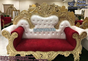 Elegante Sofá de Dos Plazas Blanco y Dorado para Bodas, Sofá de Lujo Chapado en Oro para Novios, Venta de Fábrica - Product Image 5