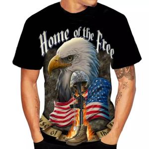 Camiseta de algodón con estampado de águila personalizada para hombre, camisa de manga corta de gran tamaño, 160gsm, 100% - Product Image 5