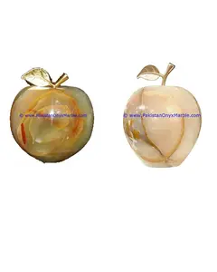 Apple Paperweight, Polished Stone, Onyx Fruit Decor,