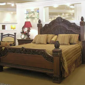 Bộ Đồ Nội Thất Bằng Gỗ Cổ King Size Bed, Ba Lan Solid Wood Rosewood Bed Room Set Hand Carved Furniture Nhà Sản Xuất